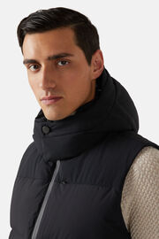 Waistcoat in Stretch Nylon with Goose Down B Tech, Black, hi-res