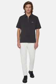 Organic Cotton Blend Piqué Polo Shirt, Black, hi-res