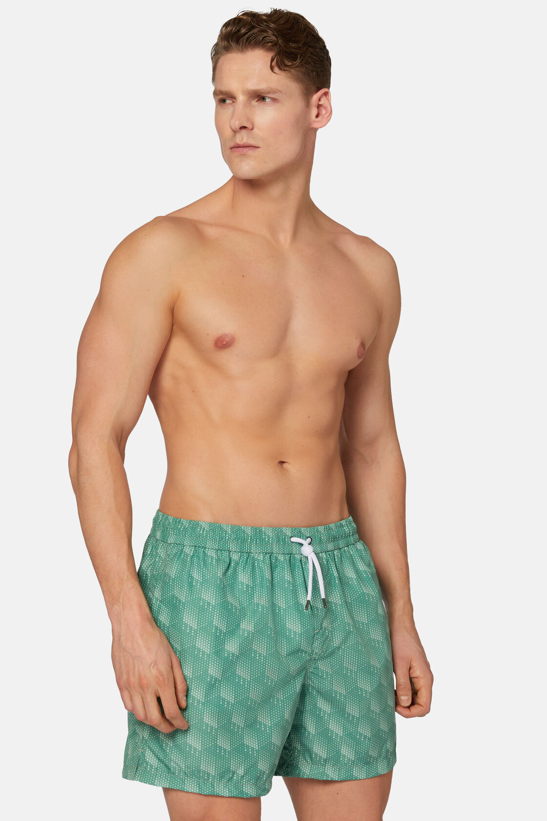 Polka Dot Print Swimsuit, Green, hi-res
