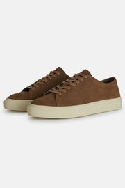 Beige Leather Trainers with Logo, TAUPE, hi-res