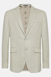 Beige Jacket In Wool, Silk And Linen, Beige, hi-res