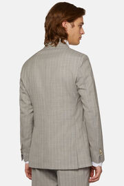 Jasnoszary garnitur z czystej wełny w prążki, light grey, hi-res