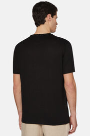 T-Shirt in Stretch Linen Jersey, Black, hi-res