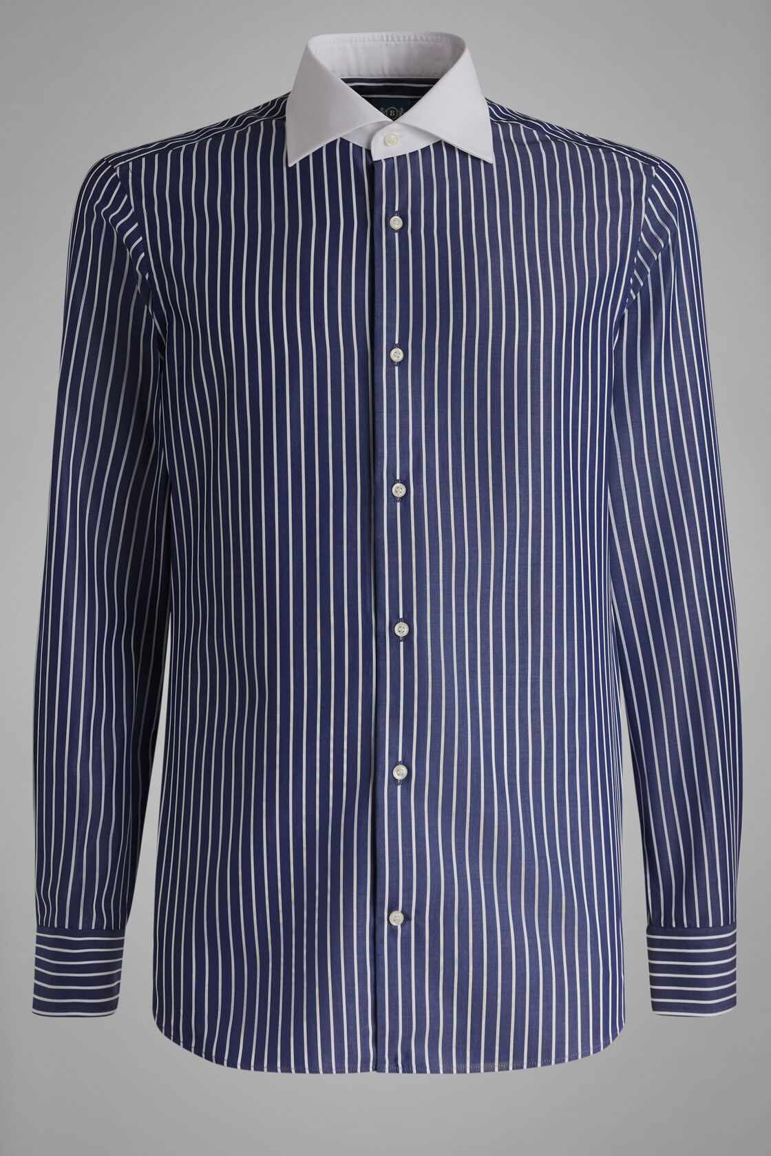 Slim Fit Blue Striped Shirt With Windsor Collar | Boggi