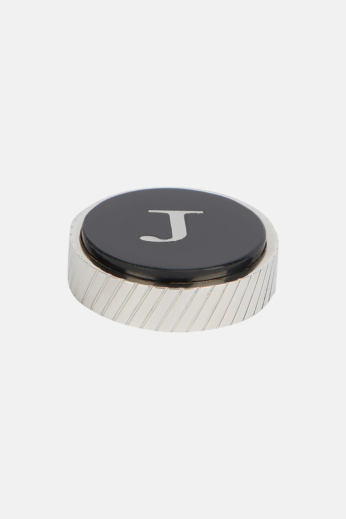 Circular letter j for cufflinks, Black, hi-res