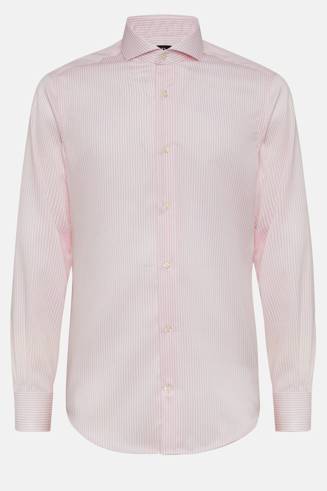 Slim Fit Pink Striped Cotton Twill Shirt, Pink, hi-res