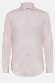 Szűk szabású, sávolyozott pamutból készült pink csíkos ing, Pink, hi-res