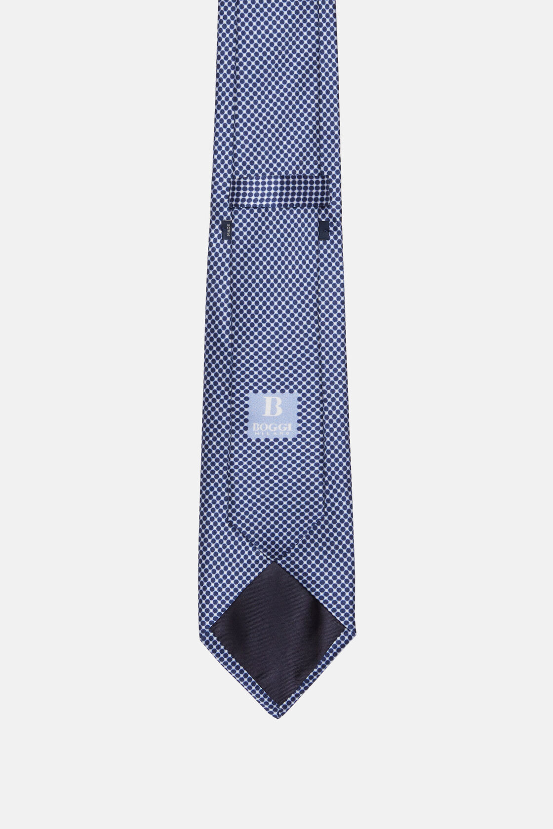 Bedrukte zijden ceremoniële stropdas, Navy blue, hi-res