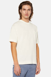 Λευκό κοντομάνικο πλεκτό μπλουζάκι από βαμβάκι pima, White, hi-res