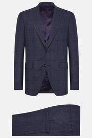 Blauer Anzug Mit Prince-of-Wales-Muster Aus Reiner Wolle, Blau, hi-res