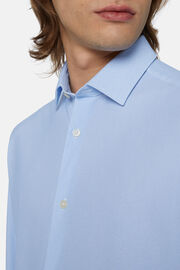 Γαλάζιο μπλουζάκι στενής γραμμής από ελαστικό νάιλον, Light Blue, hi-res