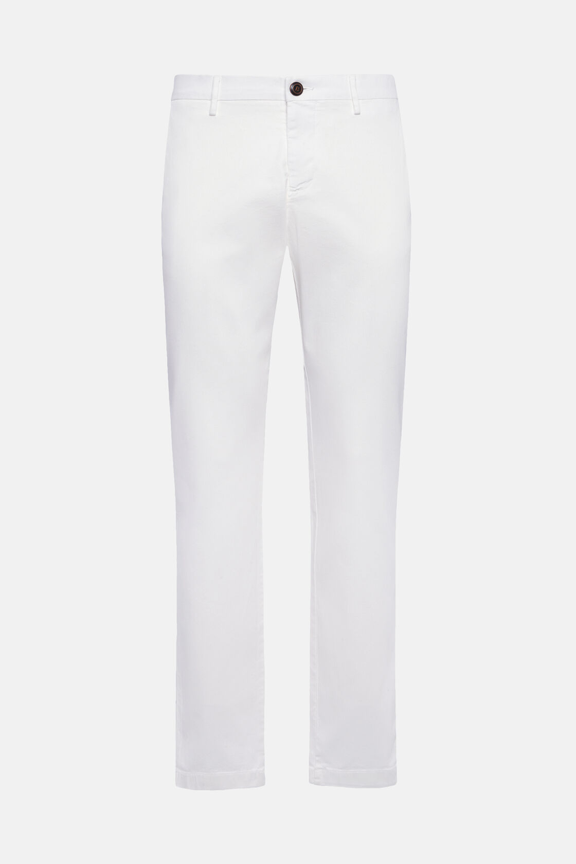 Pantaloni In Cotone Tencel Elasticizzato, Bianco, hi-res