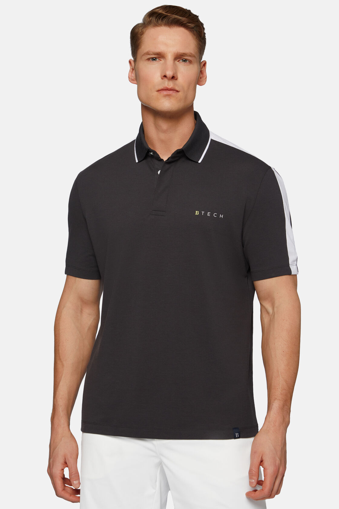 High-Performance Piqué Polo Shirt, Black, hi-res