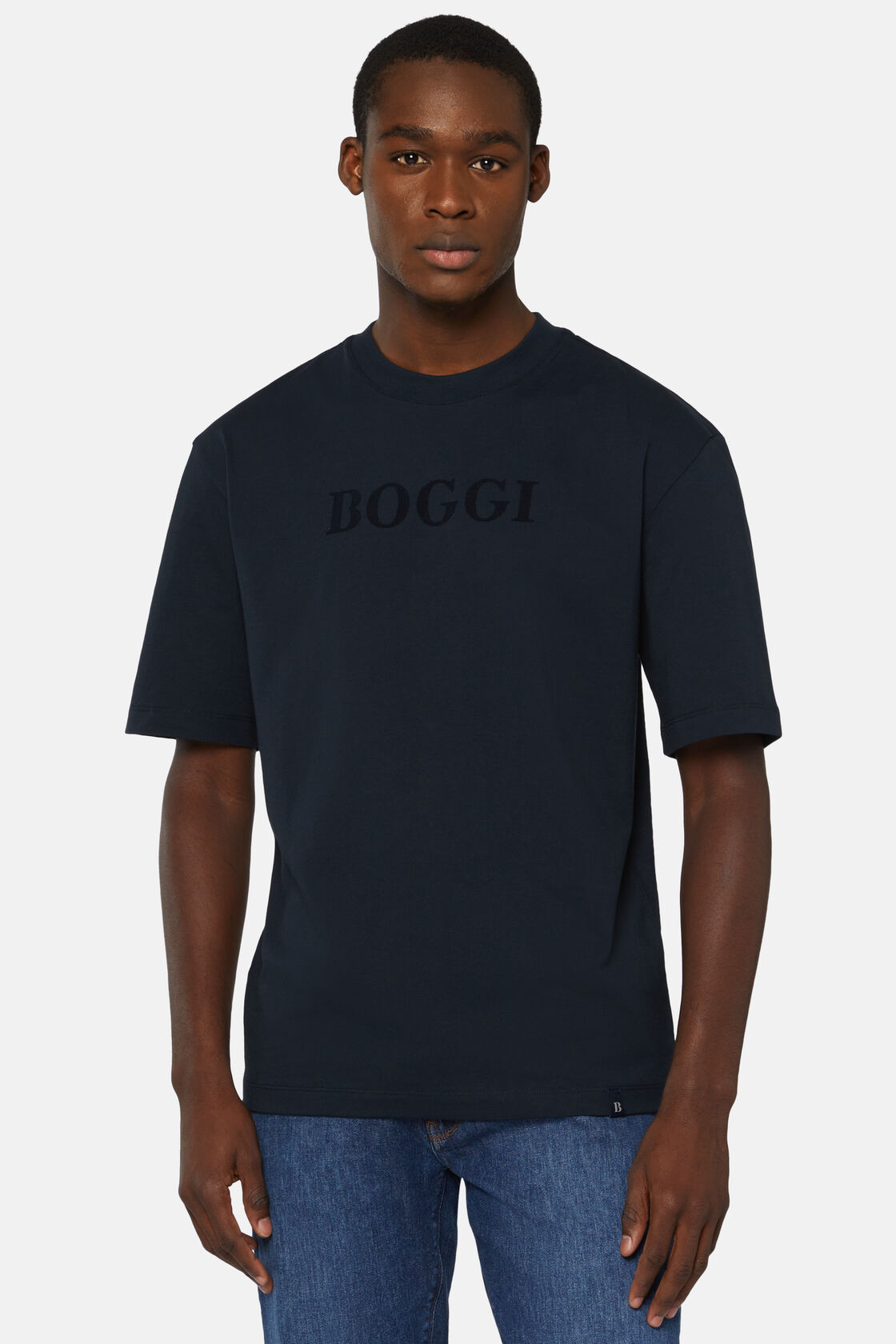 T-Shirt Aus Baumwolle, Navy blau, hi-res
