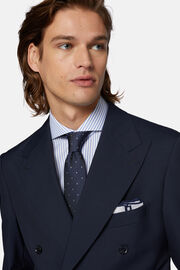 Double-Breasted Navy Houndstooth Suit in Wool, Navy blue, hi-res
