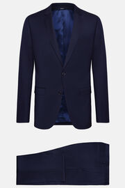 Marineblauw diagonaal pak van stretchwol, Navy blue, hi-res