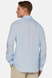 Błękitna koszula z lnu i tencelu, klasyczny fason, Light Blue, hi-res