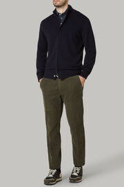 Navy cashmere and wool blend full-zip pullover, Navy blue, hi-res