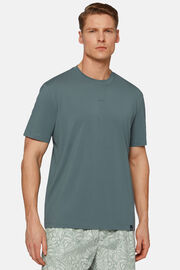 T-Shirt In Cotone Supima Elasticizzato, Verde, hi-res