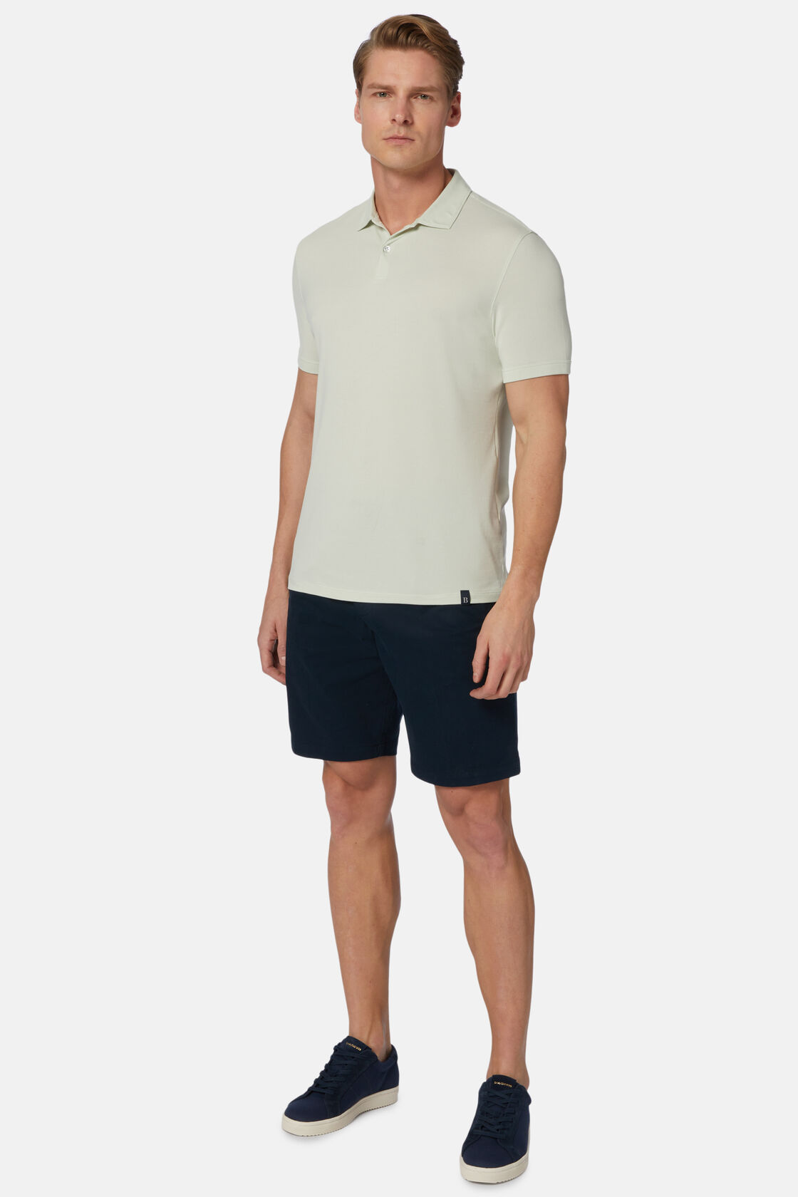 Spring Polo Shirt in Sustainable High-Performance Piqué, Light Green, hi-res