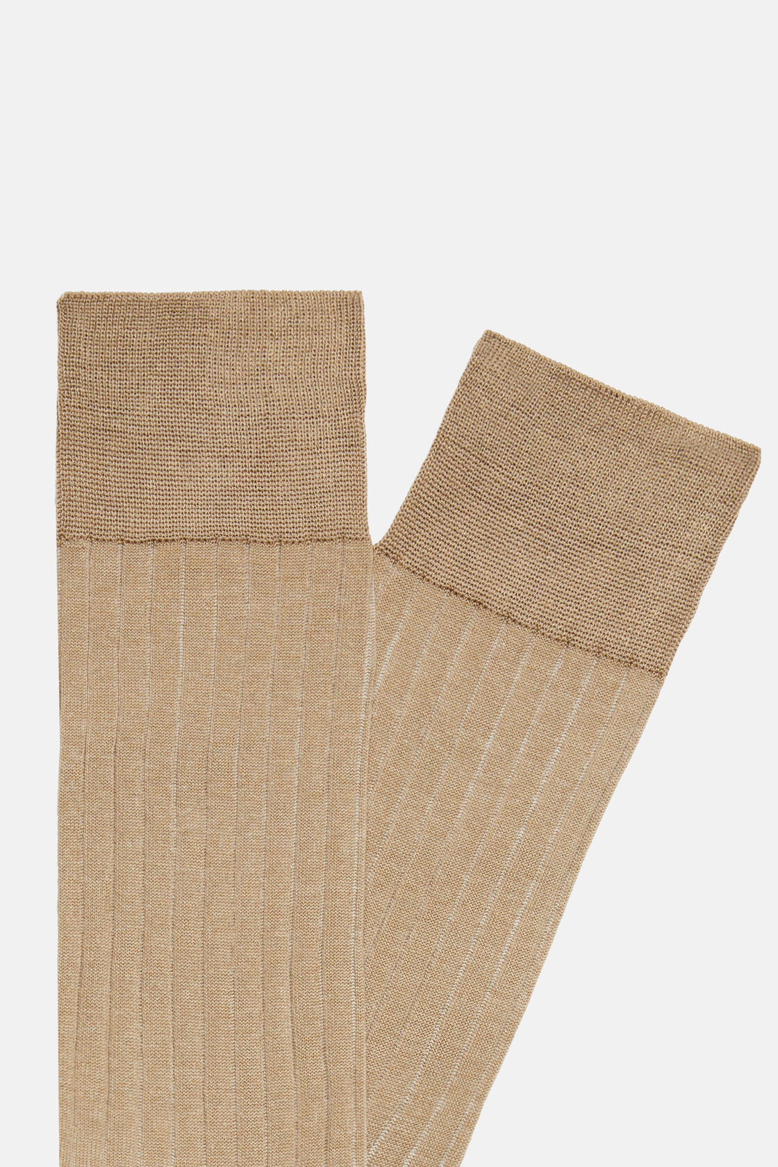 Ribbed Cotton Lisle Socks, Beige, hi-res