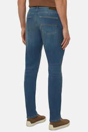 Medium Blue Stretch Denim Jeans, Medium Blue, hi-res