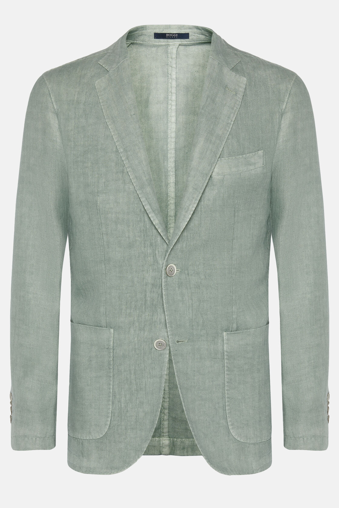 Green Herringbone Linen Jacket, Green, hi-res