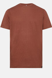 T-Shirt In Jersey Di Lino Stretch Elasticizzato, Rouge, hi-res