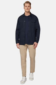 Stretch Cotton/Nylon Link Shirt Jacket, Navy blue, hi-res