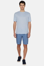 Κοντομάνικο μπλουζάκι από ελαστικό λινό ζέρσεϊ, Light Blue, hi-res