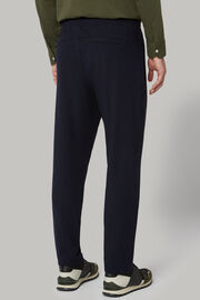Pantalones de modal elastificado con cordón de ajuste, azul marino, hi-res