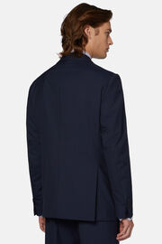 Double-Breasted marineblauw wollen pak met pied-de-poule patroon, Navy blue, hi-res