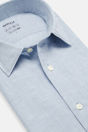Camicia Azzurra In Tencel Lino Regular Fit, Azzurro, hi-res