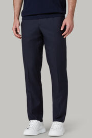 Pantalon Couleur Unie En Laine Super Légère, bleu marine, hi-res