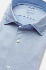 Polo camicia in jersey giapponese regular fit, Azzurro, hi-res