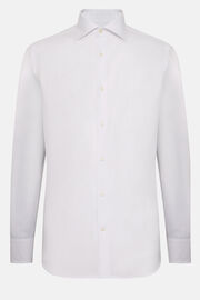 Λευκό βαμβακερό dobby πουκάμισο κανονικής εφαρμογής, White, hi-res