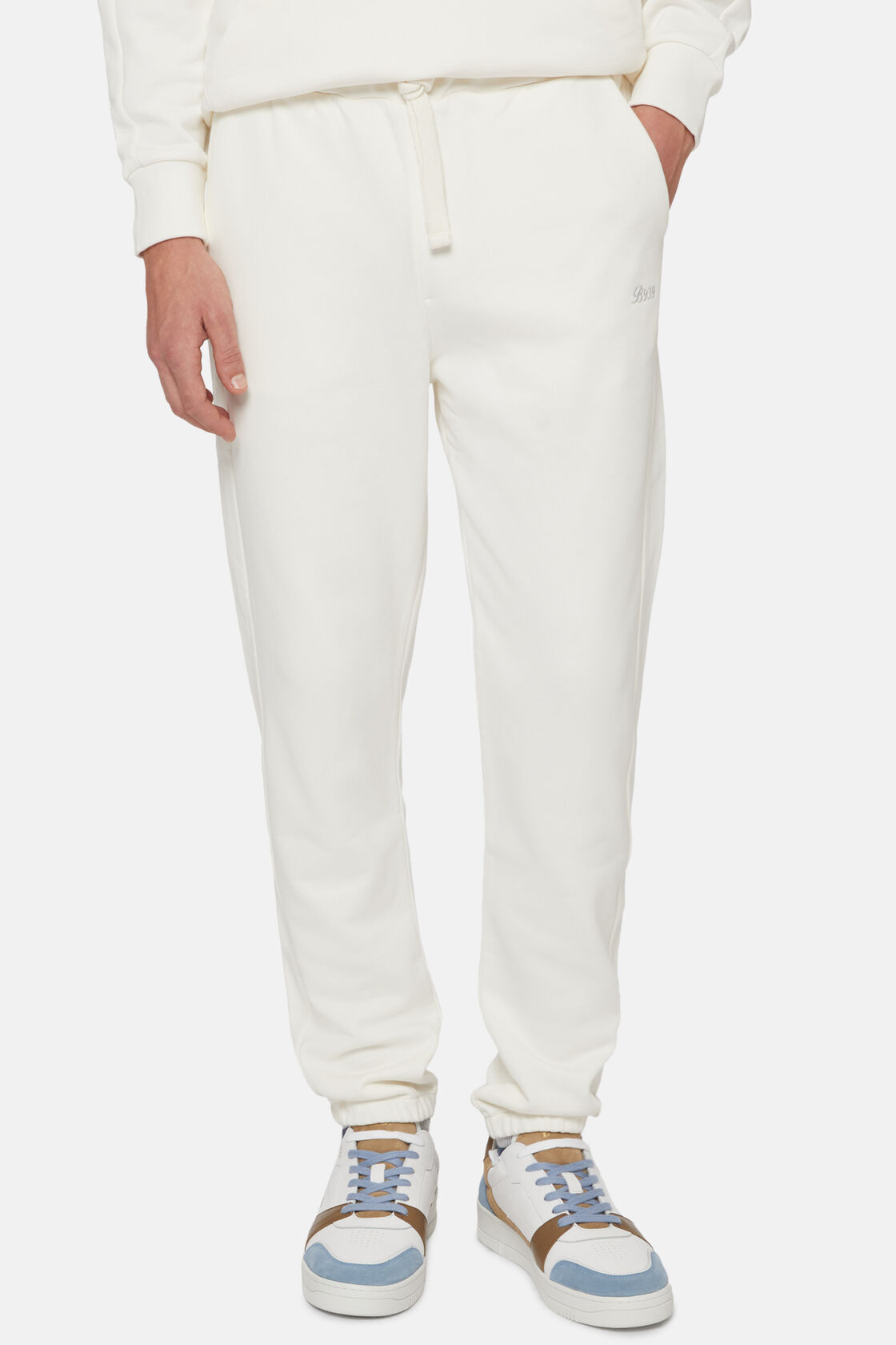 Pantaloni In Misto Cotone Organico, Bianco, hi-res