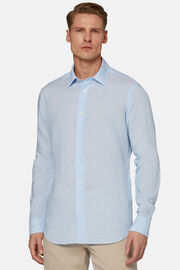 Camisa Celeste de Tencel y Lino Regular Fit, Azul claro, hi-res