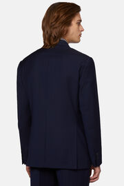 Marineblauw pak met krijtstreep van zuivere wol, Navy blue, hi-res