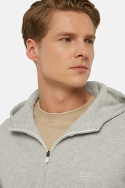 Sweatshirt Mit Durchgehendem Reißverschluss Aus Mischgewebe Mit Recycelter Baumwolle, Grau, hi-res