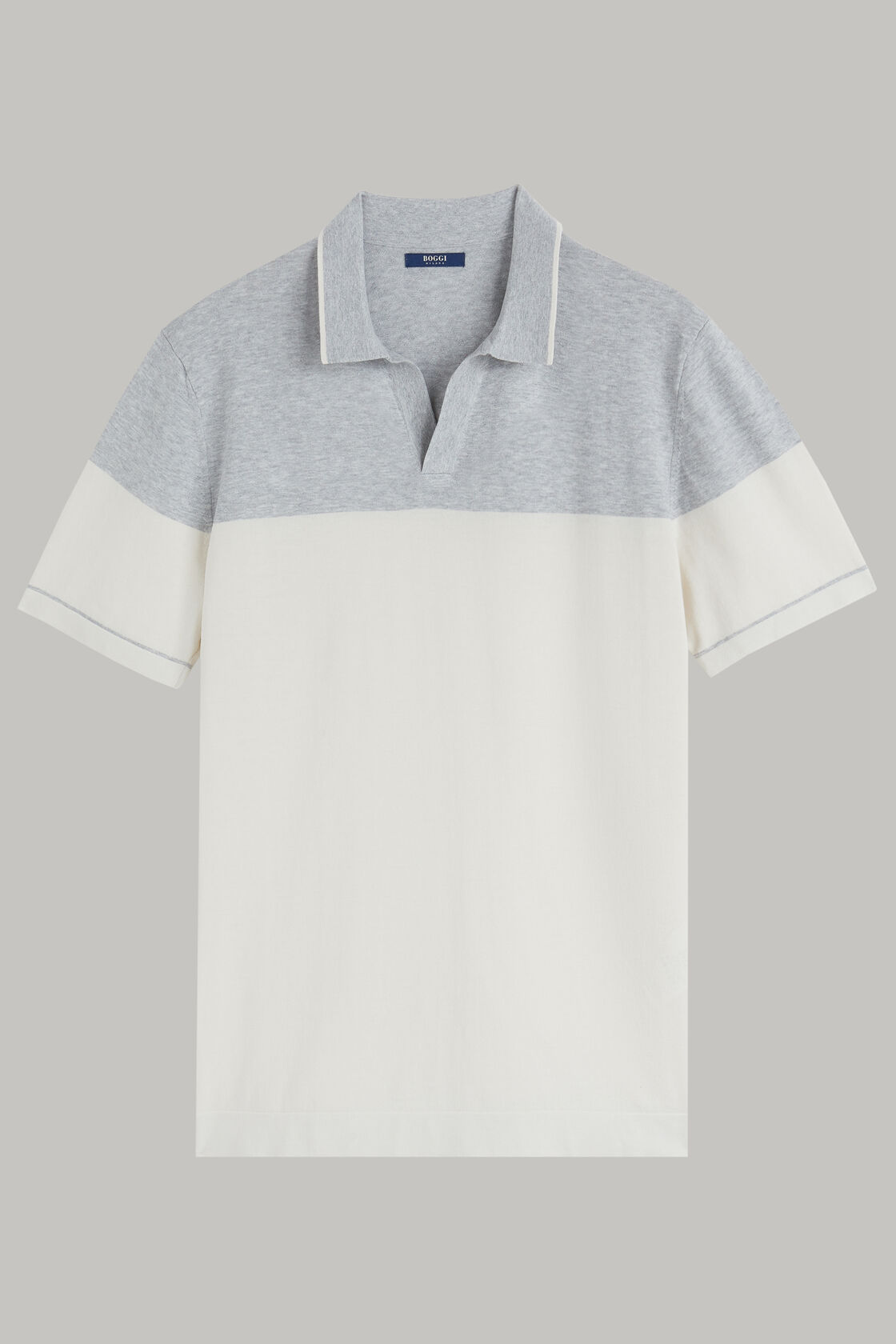 White and grey polo shirt in cotton crepe knit | Boggi