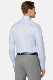 Regular Fit Sky Blue Striped Dobby Cotton Shirt, Light Blu, hi-res