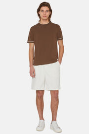 Καφέ πλεκτό μπλουζάκι από βαμβακερό κρεπ, Brown, hi-res