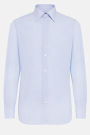 Camicia A Righe Azzurre In Cotone Regular Fit, Azzurro, hi-res