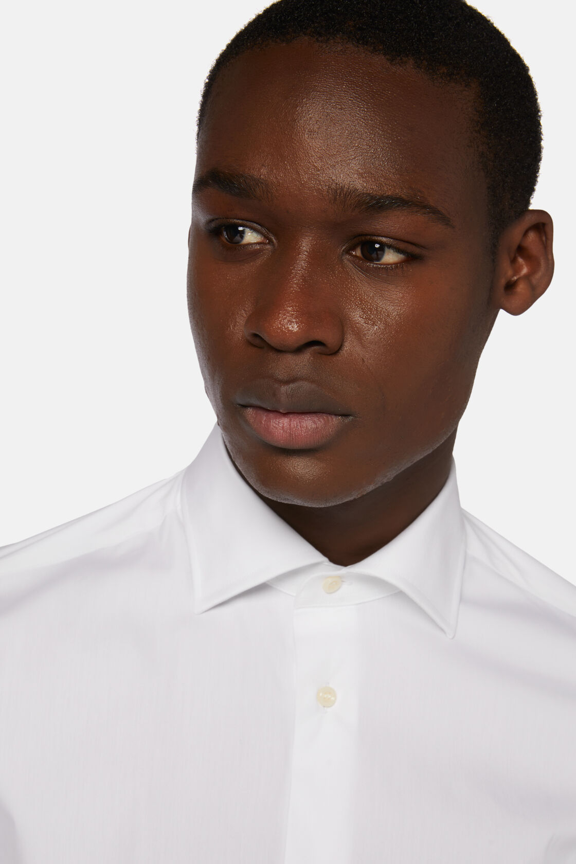Slim Fit White Shirt in Stretch Cotton, White, hi-res