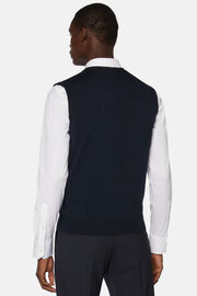 Navy Pima Cotton Knitted Vest, Navy blue, hi-res