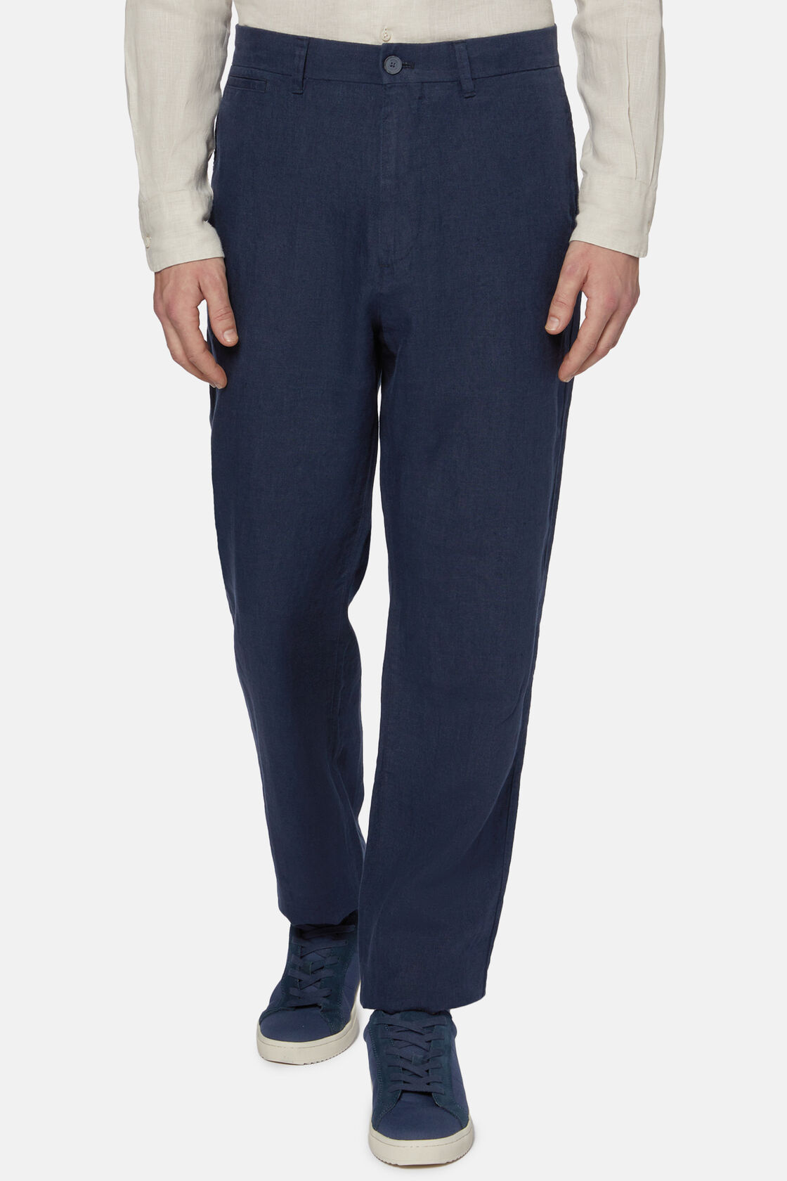 Linen Pants, Navy blue, hi-res
