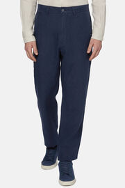 Linen Trousers, Navy blue, hi-res