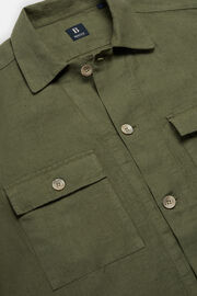 Army Green Linen Camp Overshirt, Military Green, hi-res