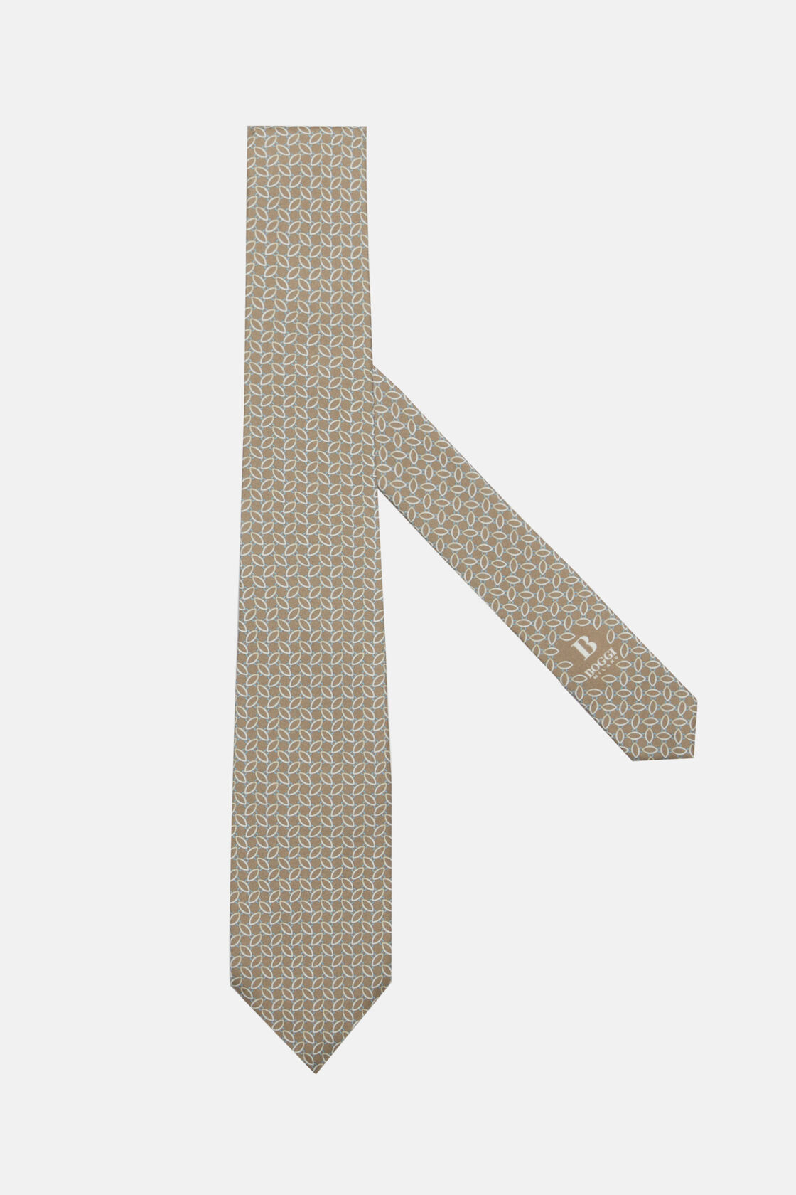 Zijden stropdas met stijgbeugelpatroon	, Taupe, hi-res